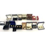 Quantity of mainly gents cuff links (boxed)