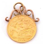 George V half sovereign pendant mounted and dated 1911, g/w 4.7gms