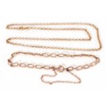 9ct stamped oval link bracelet together with a 9ct gold Belcher link necklace, 5.7gms g/w (2)