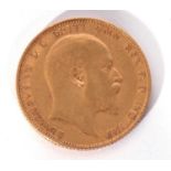 Edward VII gold sovereign, dated 1910