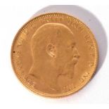 Edward VII gold sovereign dated 1908