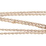 Yellow metal oval link chain, 33cm fastened, 15.4gms