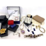 Approx 30 boxes of modern costume designer jewellery including brooches, necklaces, earrings etc