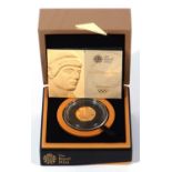 Royal Mint Altius gold series quarter ounce coin, 'Apollo', boxed, cased, certificate no 01600