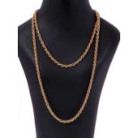 9ct gold rope twist chain, 37cm fastened, 13.6gms