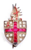 Hallmarked silver and paste armorial brooch, London 1995, maker's mark Toye Kenning & Spencer