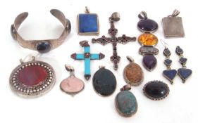 Mixed Lot of white metal jewellery to include two stone set cross pendants, various other