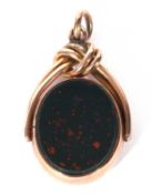 Victorian swivel fob having oval bloodstone and carnelian panels, the frame and mount hallmarked for