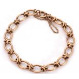 Antique 9ct gold oval link bracelet, each link marked 9.375, safety chain fitting, 15gms