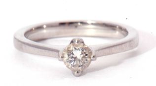 Precious metal single stone diamond ring featuring a round brilliant cut diamond, 0.25ct approx,