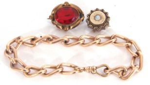 Mixed Lot to include a gold plated twisted curb link chain, together with two vintage brooches,