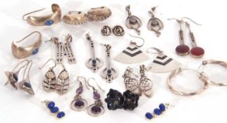 Mixed Lot to include 15 pairs of modern white metal earrings