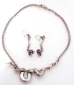 Hallmarked silver serpent necklace, the entwined snake link serpent chain, London 1984, together