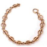 9ct stamped bracelet, a circular and bar link design, 18cm long, 9gms