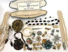 Mixed Lot: various costume jewellery including simulated pearl necklaces, gold plated bangles,