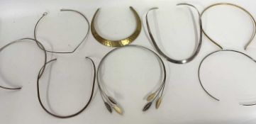 Small quantity of torc necklaces, two stamped 925 and the others of metal content (8)