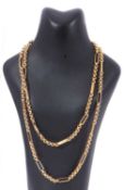 Modern 9ct gold Belcher/Figaro style long chain, 46cm fastened, stamped BREV, 28gms