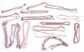 Mixed Lot of 13 various 925 stamped chains, together with a 925 gate link bracelet, g/w 92gms