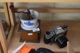 COFFEE GRINDER AND A VINTAGE CANON CAMERA