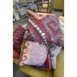 KELIM AND CARPET COVERED CUSHIONS PLUS OTHERS