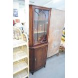 MAHOGANY VENEERED CORNER DISPLAY CABINET