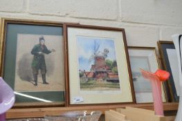 COLOURED PRINT 'CLEY MILL' PLUS FOUR OTHERS (5)