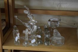 SWAROVSKI CRYSTAL BALLERINA (A/F), A LANGHAM GLASS OWL AND OTHER GLASS ORNAMENTS