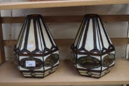 PAIR OF TIFFANY STYLE CEILING LIGHT SHADES