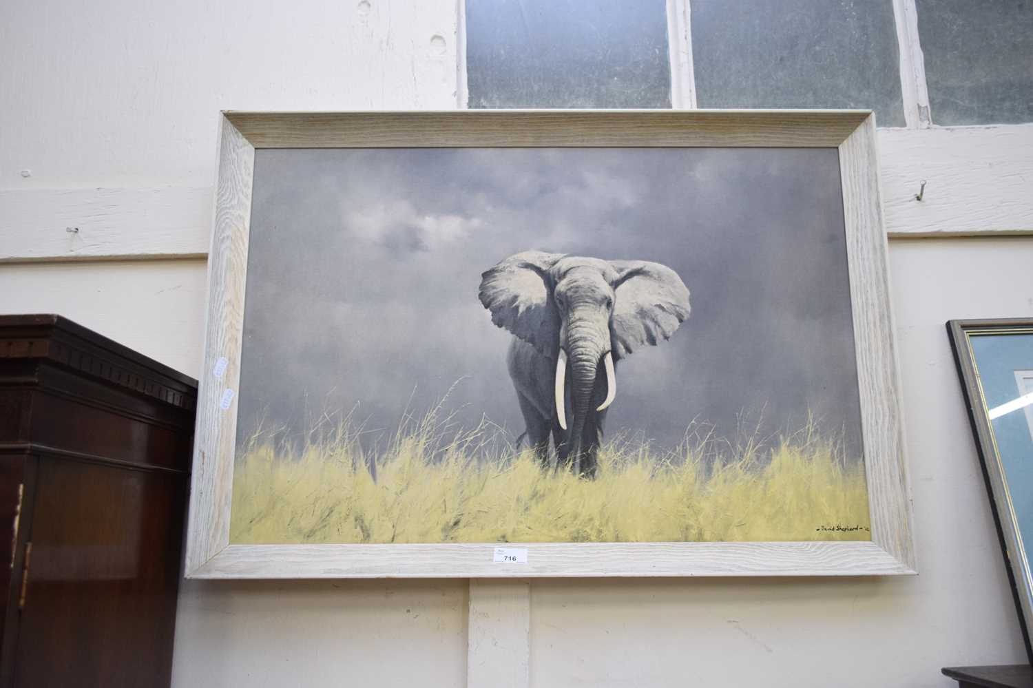 DAVID SHEPHERD, COLOURED PRINT OF AN ELEPHANT