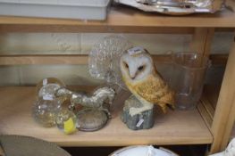 VARIOUS PAPERWEIGHTS, MODEL OWL AND OTHER ITEMS