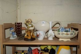 MIXED LOT VARIOUS CERAMICS, LARGE DOUBLE HANDLED VASE, OTHER VASES ETC