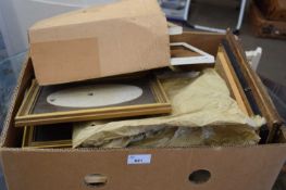 BOX OF MIXED PICTURE FRAMES AND HOUSEHOLD SUNDRIES