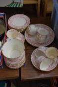 QUANTITY OF AYNSLEY PINK GARLAND DECORATED TEA WARES