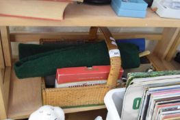 WICKER CUTLERY BOX AND CONTENTS