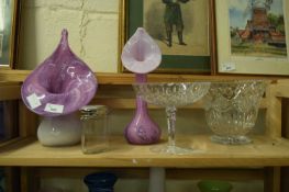 MIXED LOT TWO GLASS JACK IN THE PULPIT VASES, PLUS FURTHER ITEMS