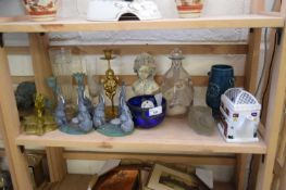 VARIOUS CANDLE HOLDERS, WADE TEA POT AND OTHER ITEMS