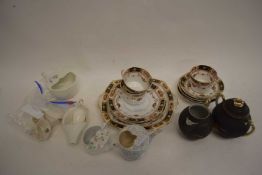 VARIOUS POTTERY FEEDING CUPS TO INCLUDE A GUYS HOSPITAL EXAMPLE, ASSORTED TEA WARES, JAPANESE