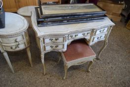 CONTINENTAL PAINTED FIVE DRAWER DRESSING TABLE WITH CABRIOLE LEGS TOGETHER WITH ACCOMPANYING