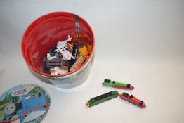 TIN CONTAINING THOMAS THE TANK ENGINE AND FRIENDS MODEL RAILWAY ITEMS