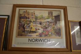 REPRODUCTION LNER PRINT OF NORWICH MARKET SCENE