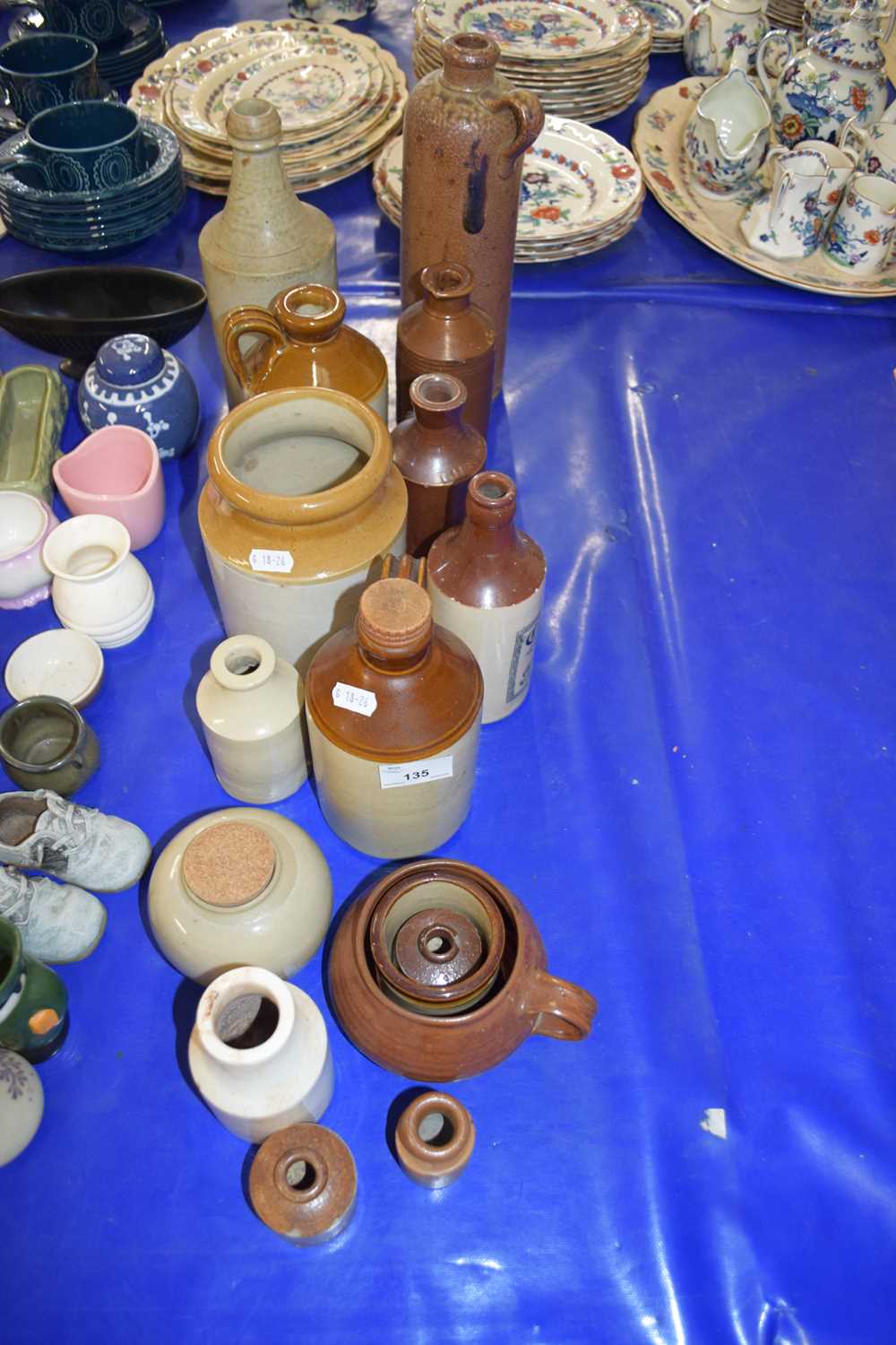 VARIOUS STONEWARE BOTTLES AND OTHER ITEMS