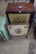 TWO NEEDLEWORK FIRE SCREENS