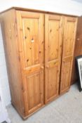 MODERN PINE TRIPLE DOOR WARDROBE, 140CM WIDE