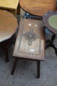 SMALL CARVED OAK OCCASIONAL TABLE WITH TUDOR ROSE DECORATION, 52CM WIDE