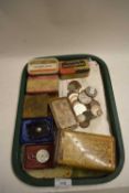 TRAY OF VINTAGE TINS, WORLD COINAGE