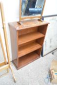 WALNUT VENEERED OPEN FRONT BOOKCASE CABINET, 77CM WIDE