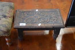 SMALL 19TH CENTURY GOTHIC CARVED OAK STOOL