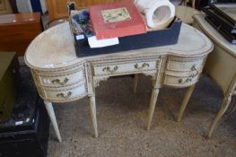 CONTINENTAL KIDNEY SHAPED PAINTED DRESSING TABLE WITH FIVE DRAWERS, 110CM WIDE