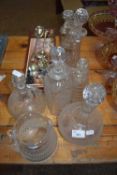 CLEAR GLASS DECANTERS, BOXED GLASS WARE ETC