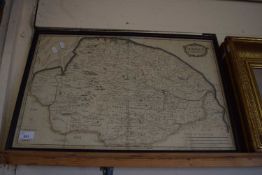 ROBERT MORDEN, HAND COLOURED MAP OF NORFOLK, FRAMED